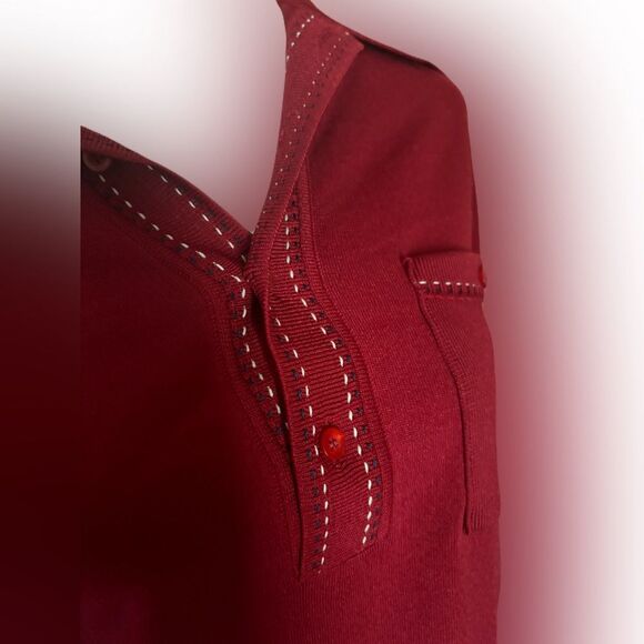 Thane Vintage Red Sweater with an Embroidered Collar and a Rich Vibrant Color - Picture 6 of 7